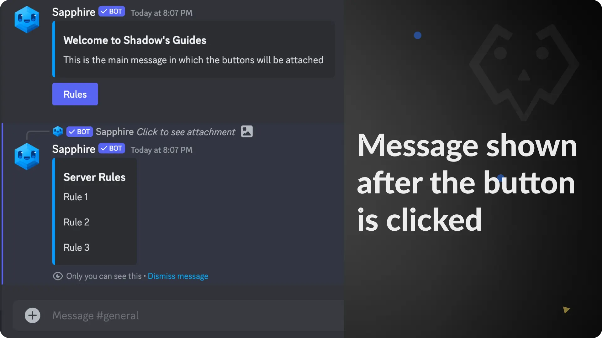 Sapphire Messages via buttons Example