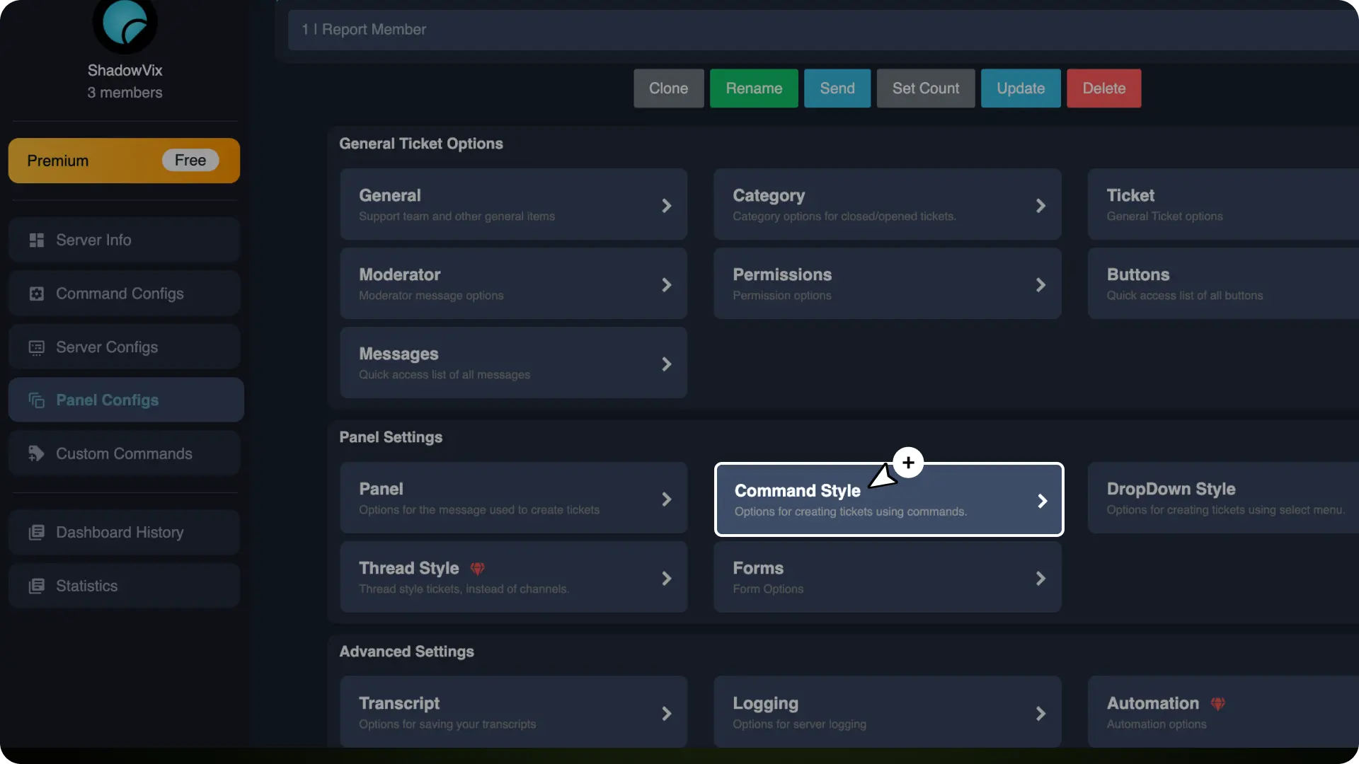 Ticket System with buttons