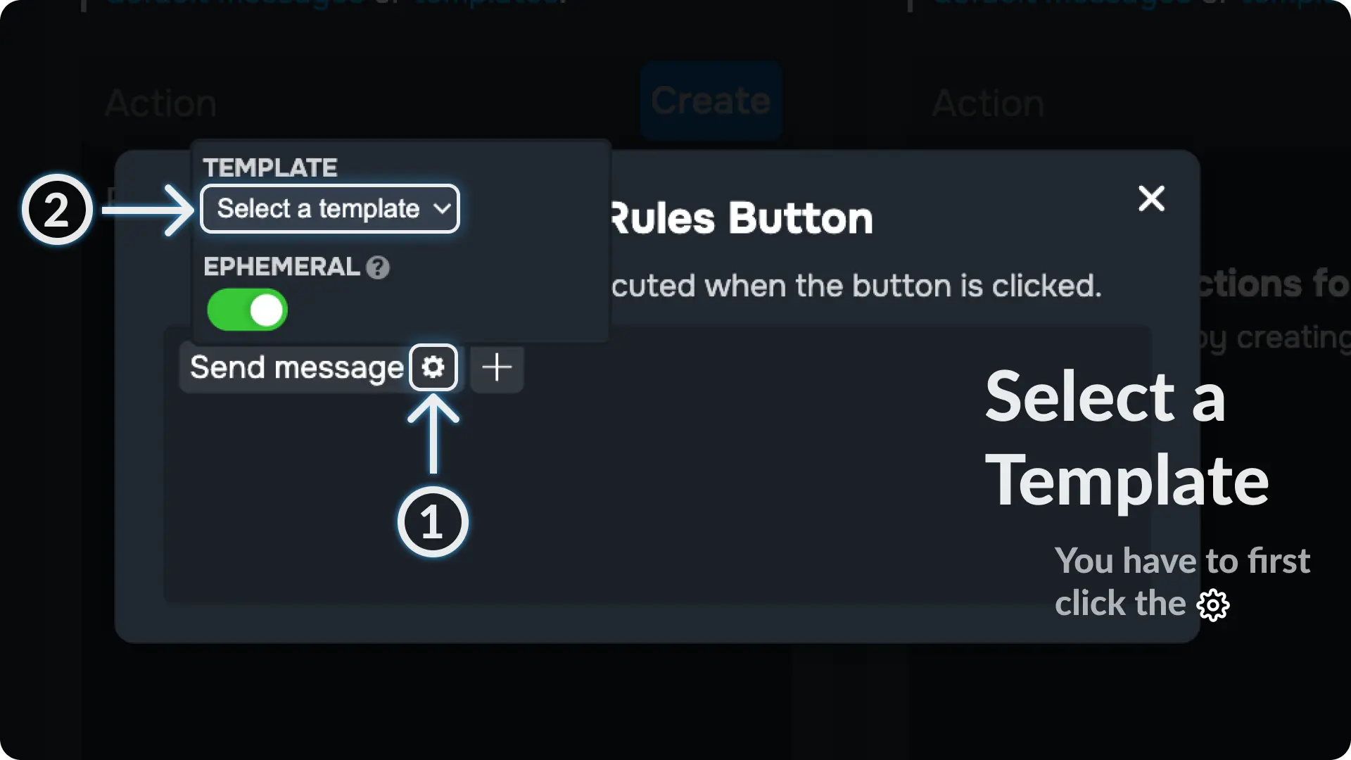 Sapphire Messages via buttons Configure the Action of Button Component