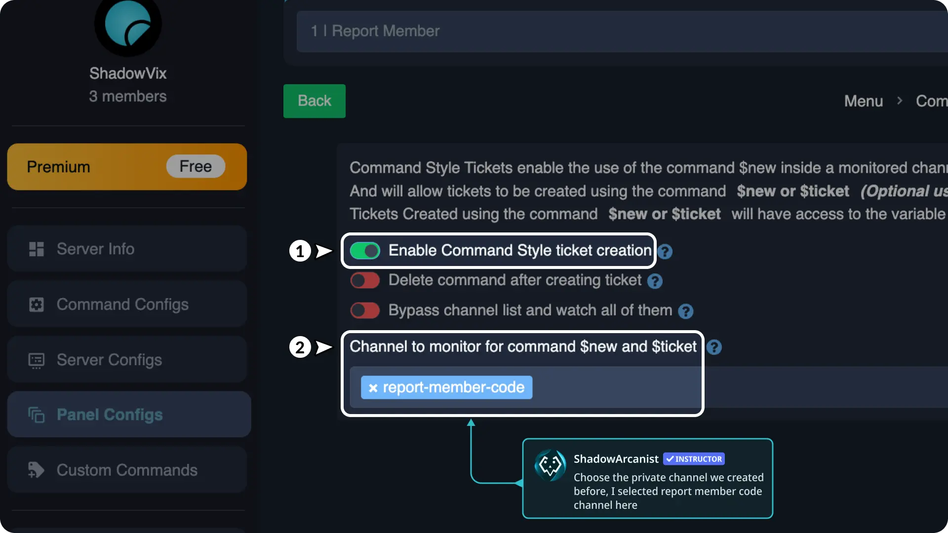 Ticket System with buttons
