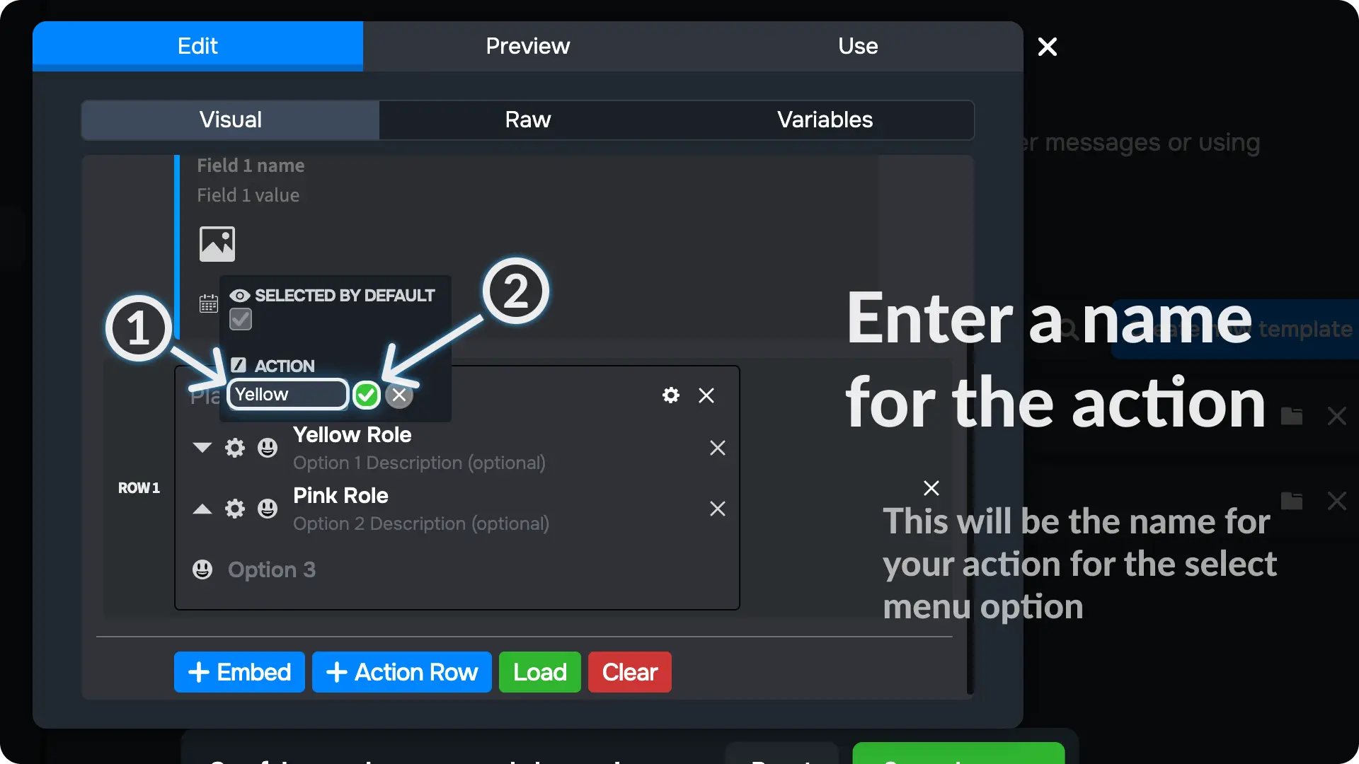 Sapphire Messages via select menu Create another message template