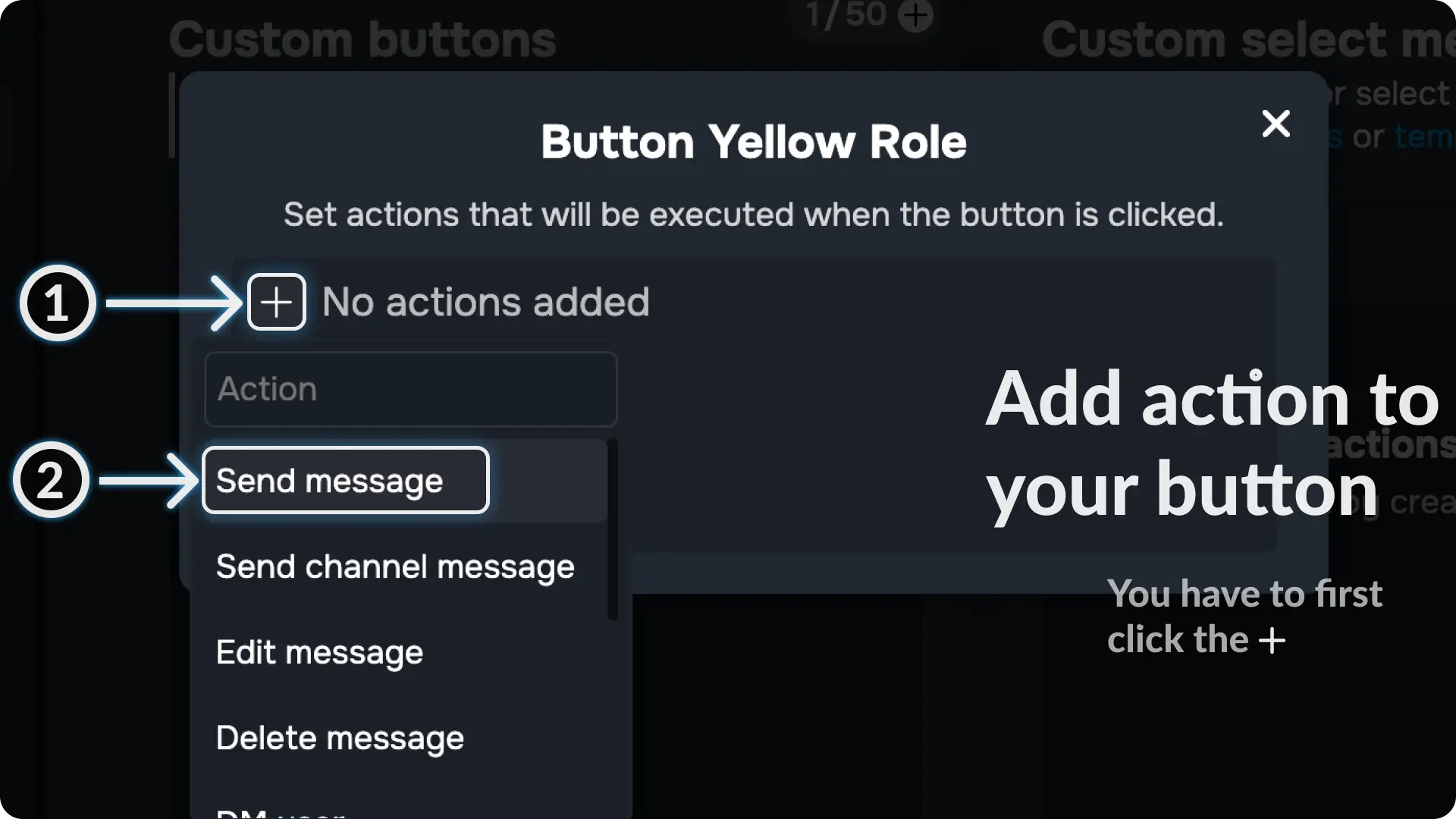 Sapphire Assign Roles via buttons Configure the Action of Button Component