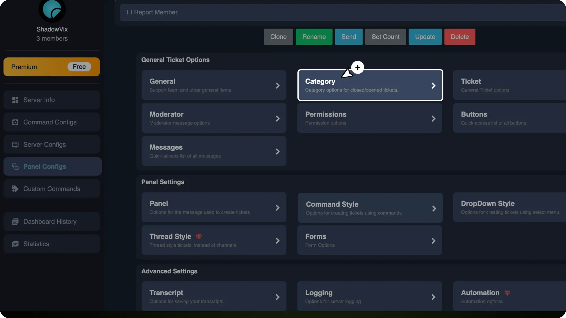 Ticket System with buttons