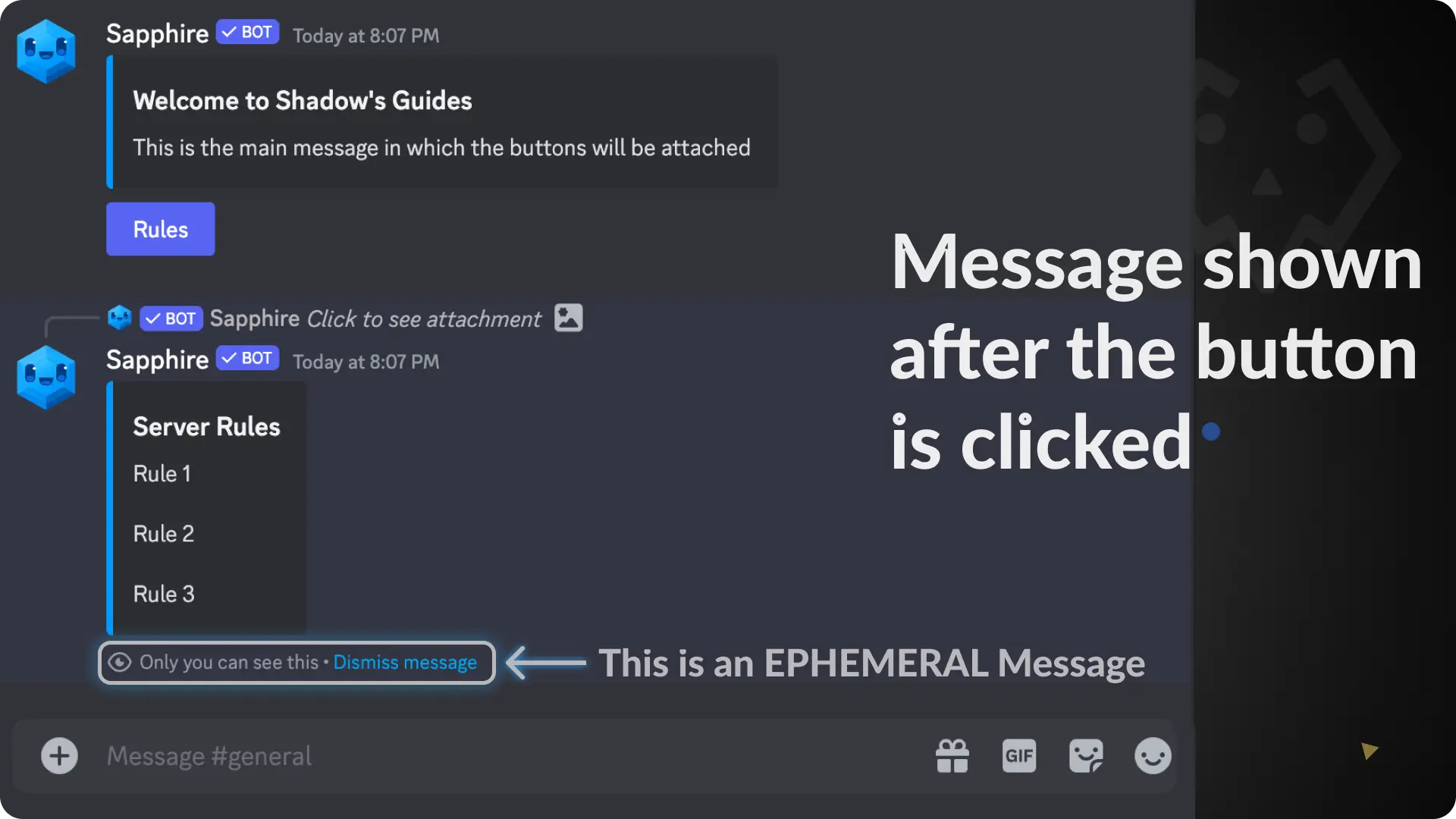Sapphire Messages via buttons