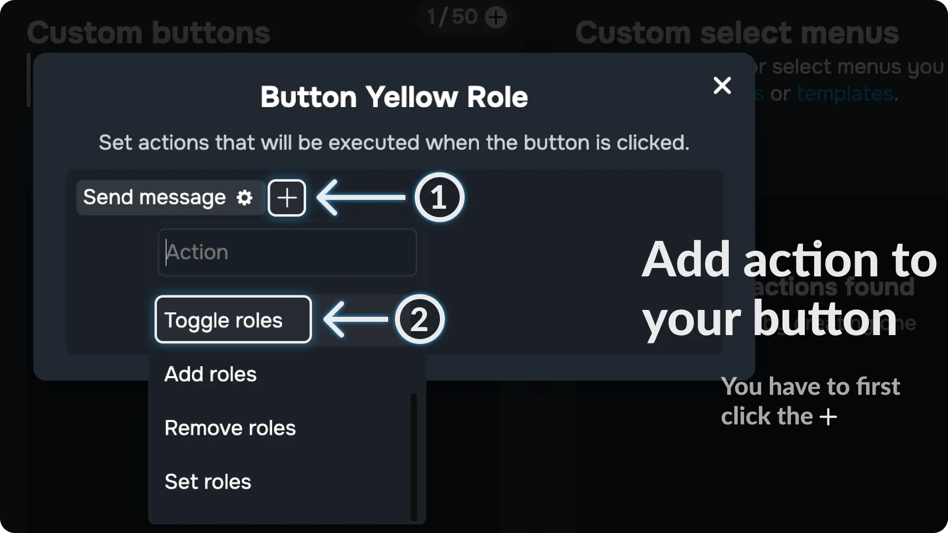Sapphire Assign Roles via buttons Add Toggle Role Action to your button