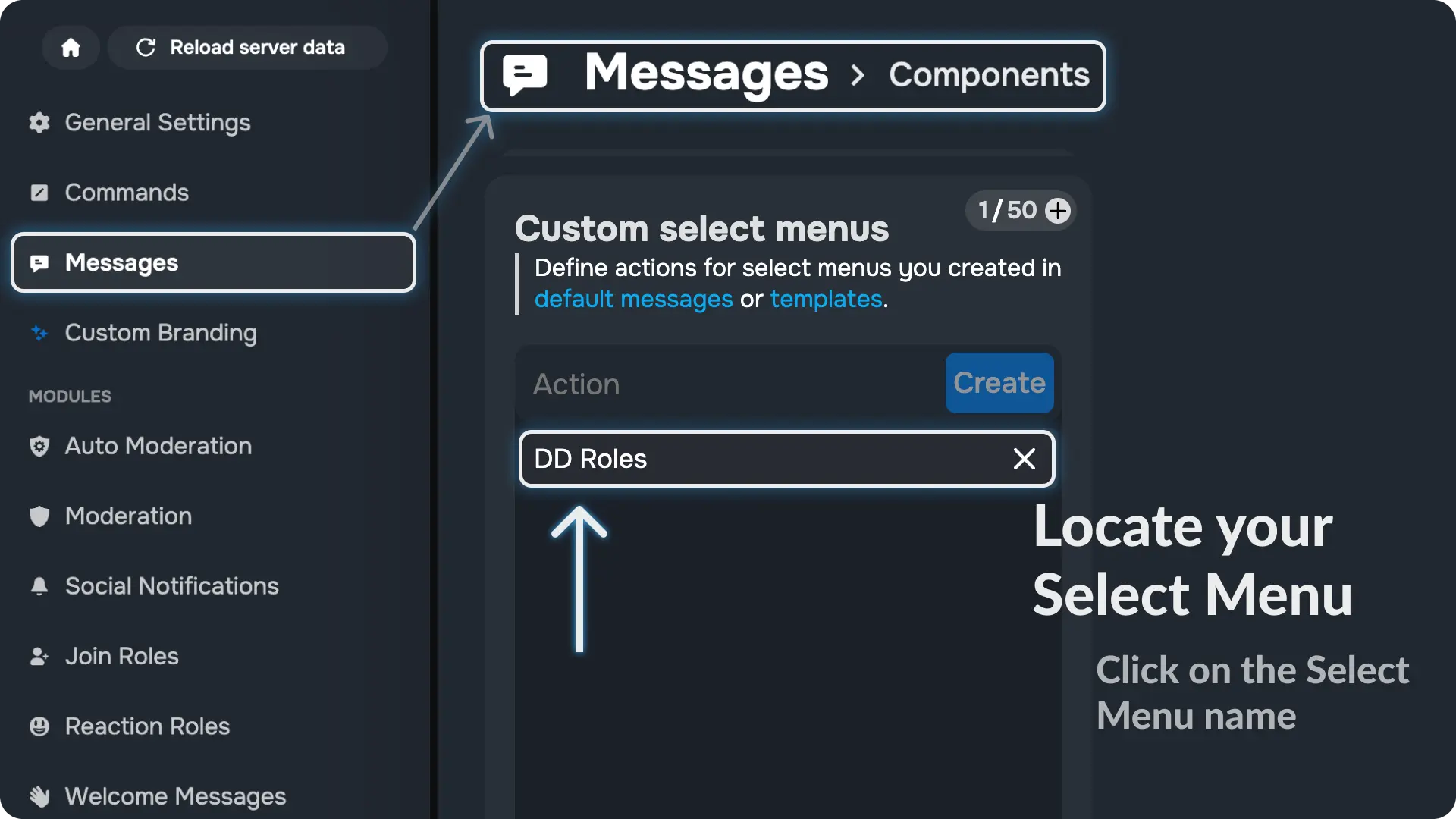Sapphire Assign Roles via select menu Add actions to your Select Menu component