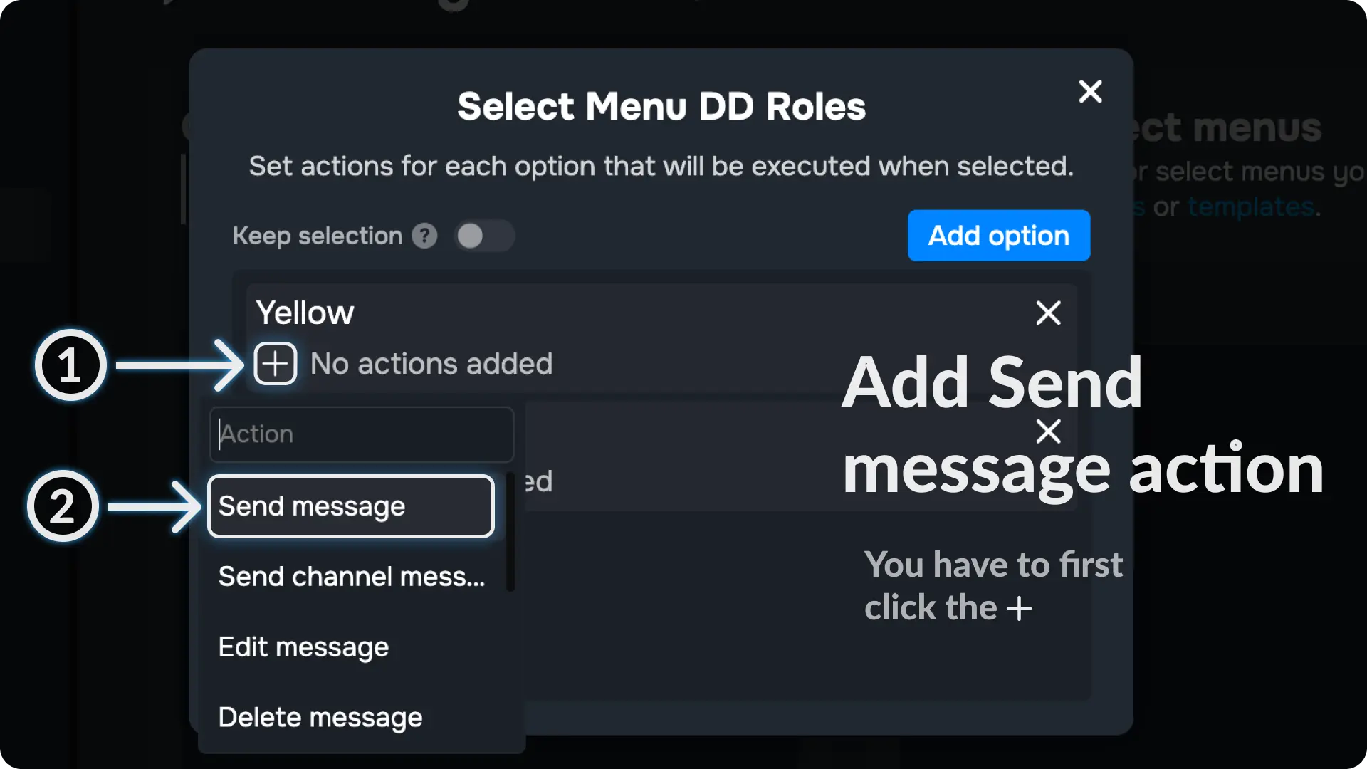 Sapphire Assign Roles via select menu Configure the Action of Select Menu Component
