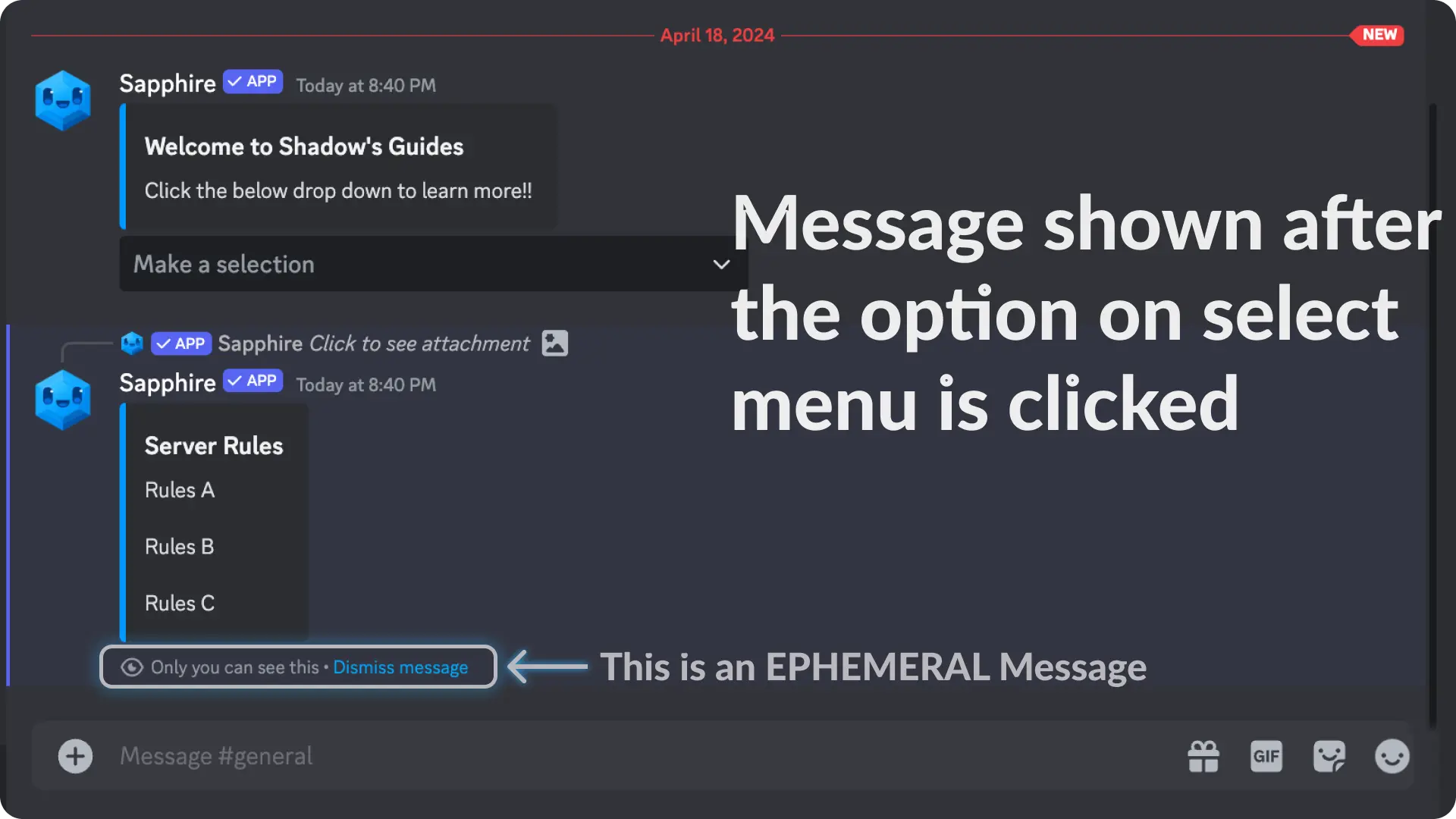 Sapphire Messages via select menu
