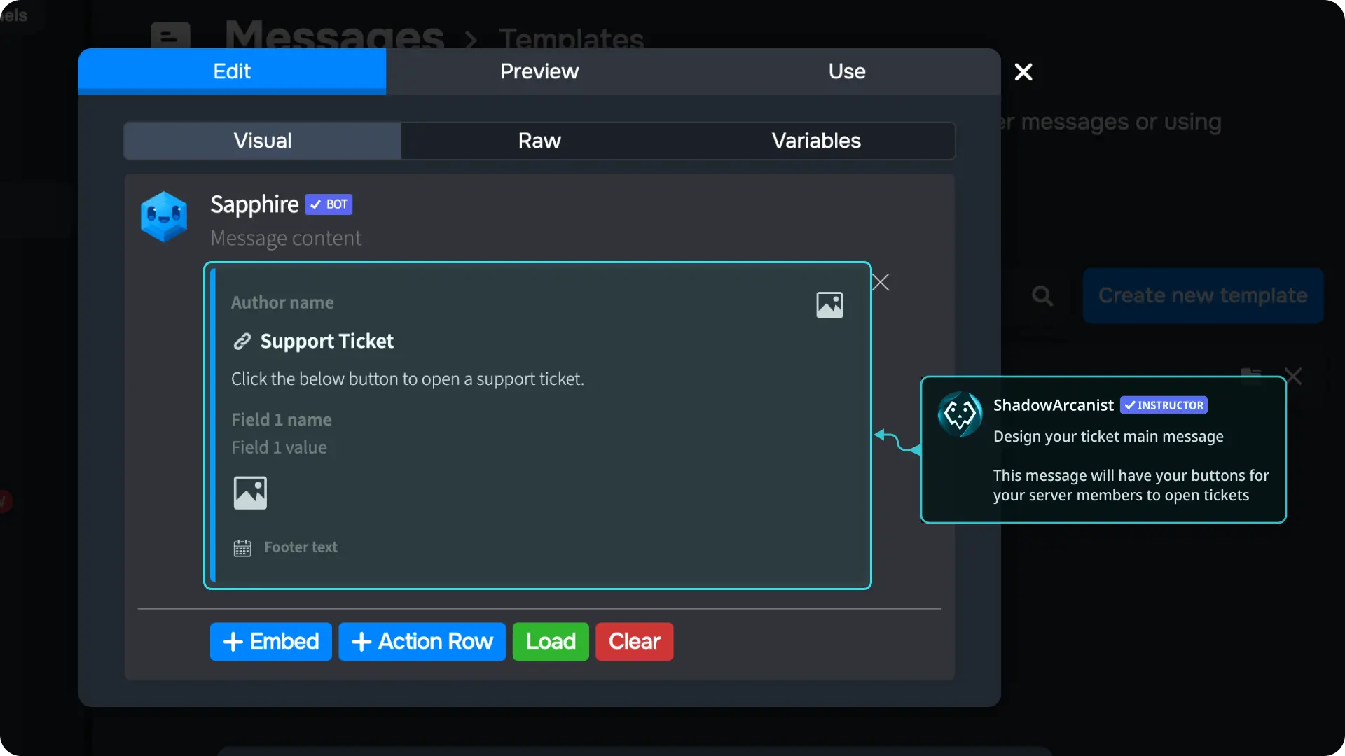 Ticket System with buttons