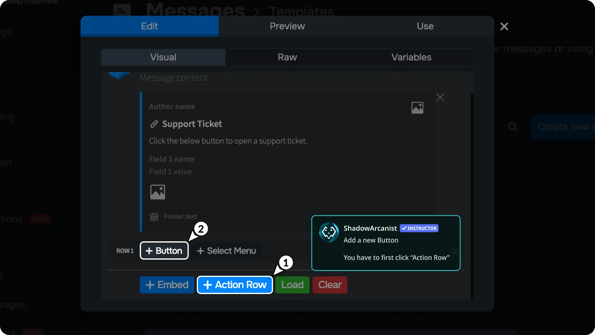 Ticket System with buttons