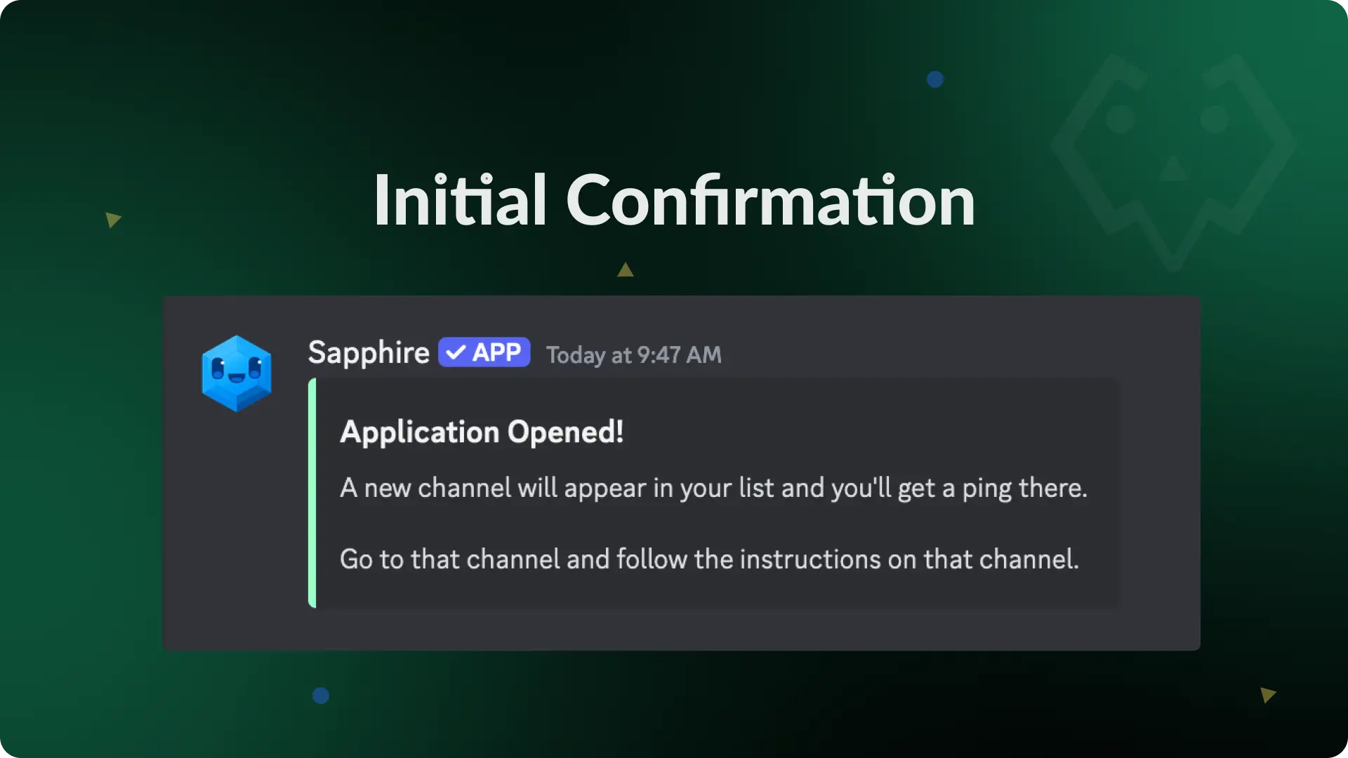 Initial Confirmation Messages