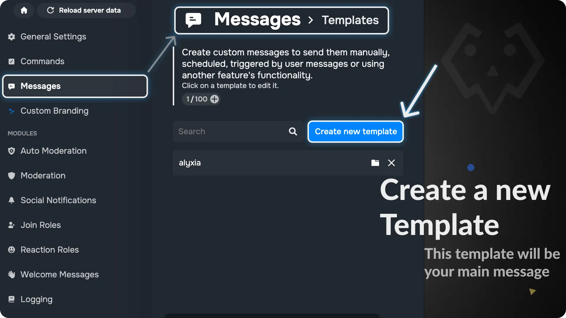 Sapphire Messages via buttons Create a message template