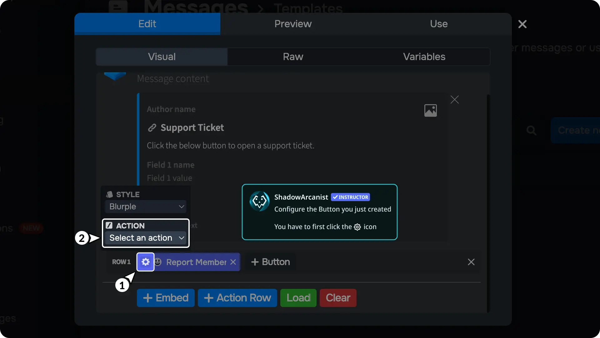 Ticket System with buttons