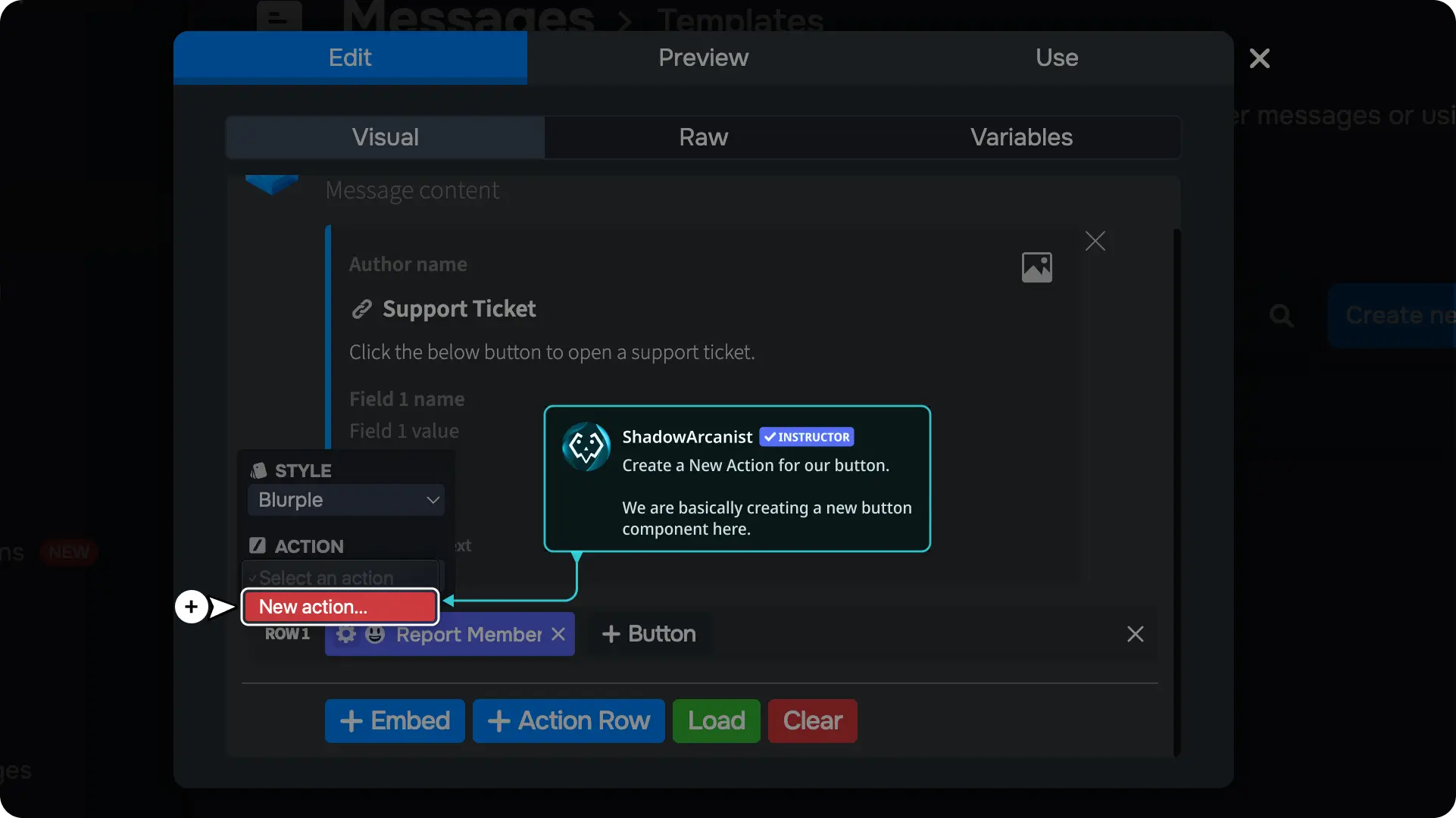 Ticket System with buttons