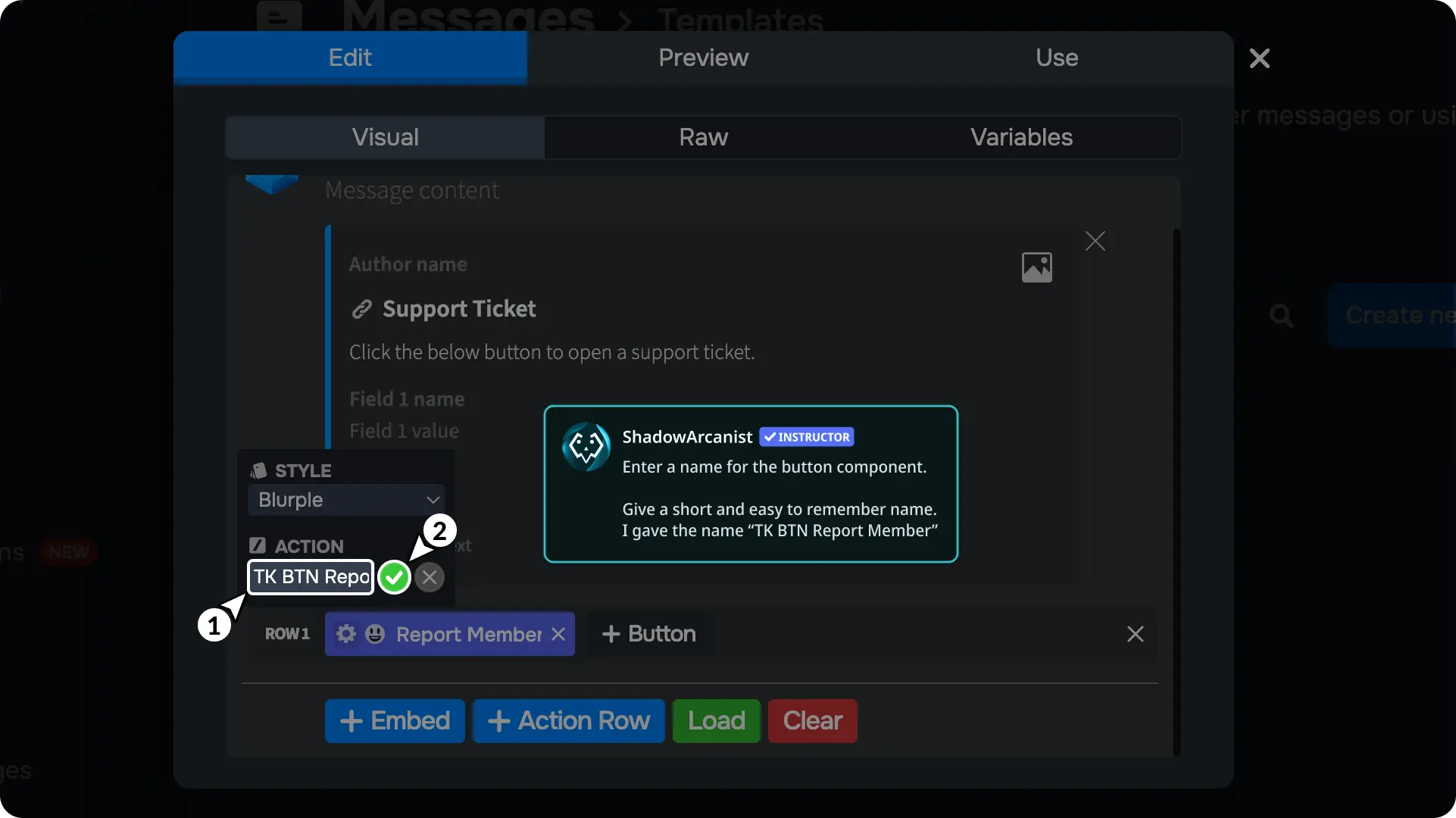 Ticket System with buttons
