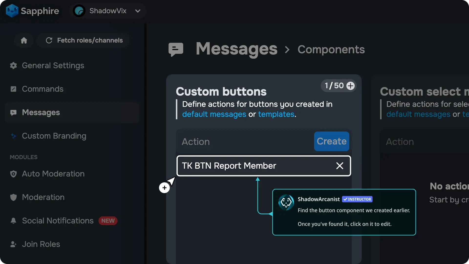 Ticket System with buttons