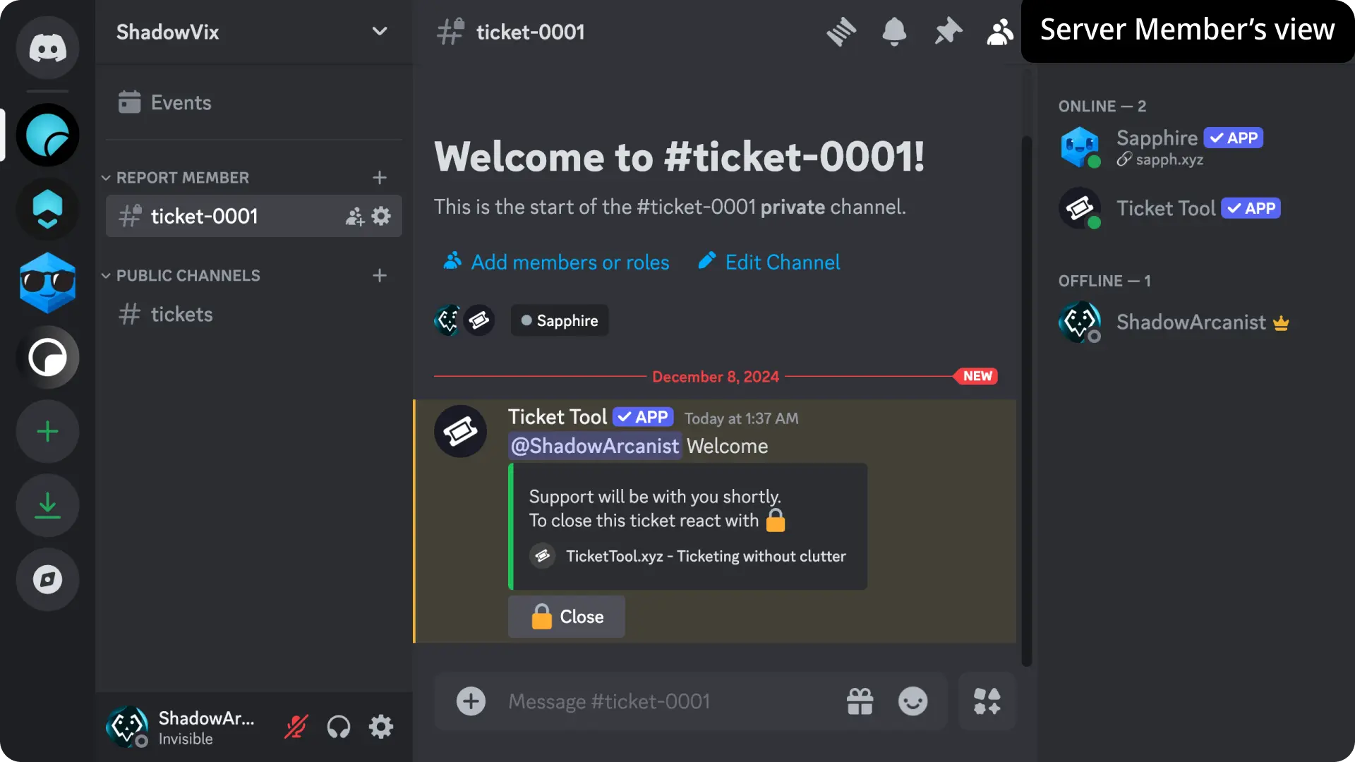 Ticket System with buttons
