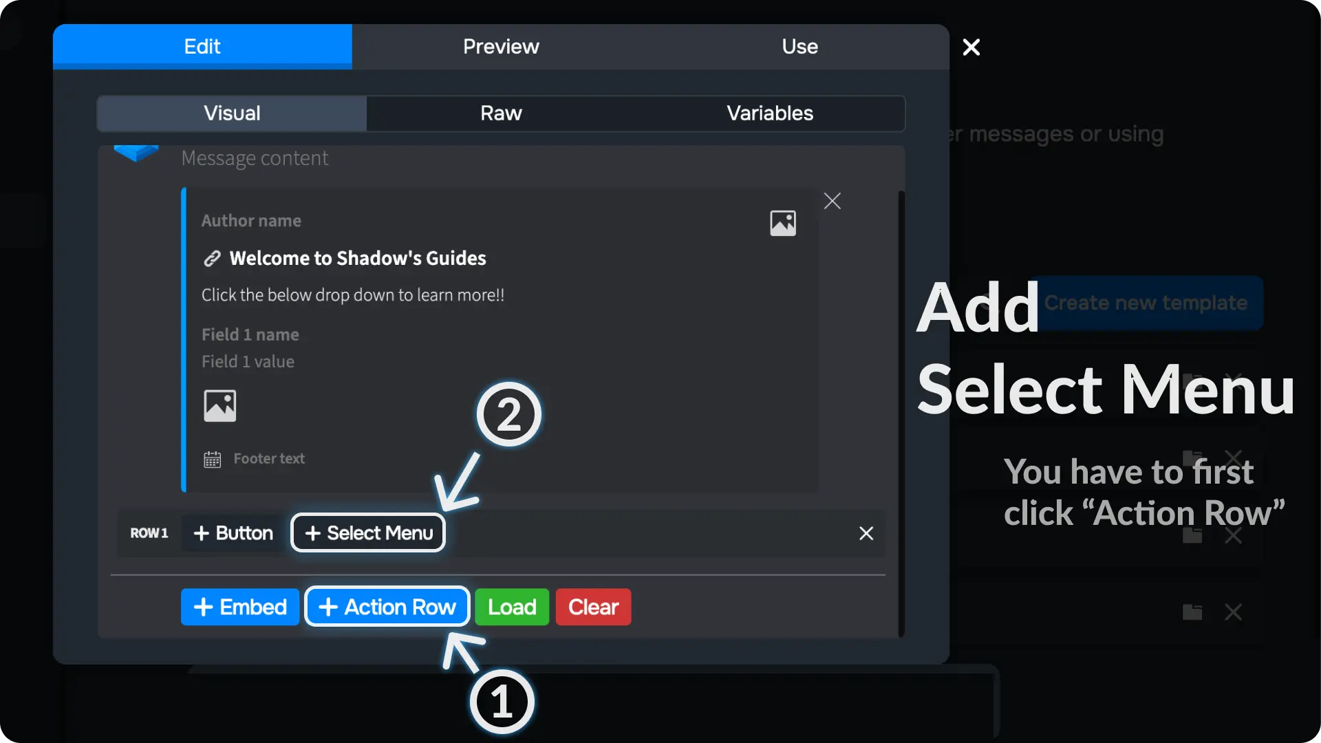 Sapphire Messages via select menu Add the select menu to the Main Message