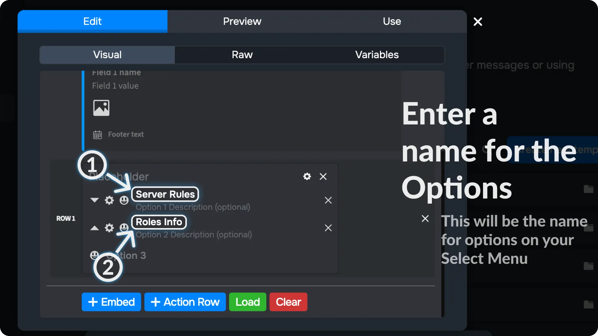 Sapphire Messages via select menu Create another message template