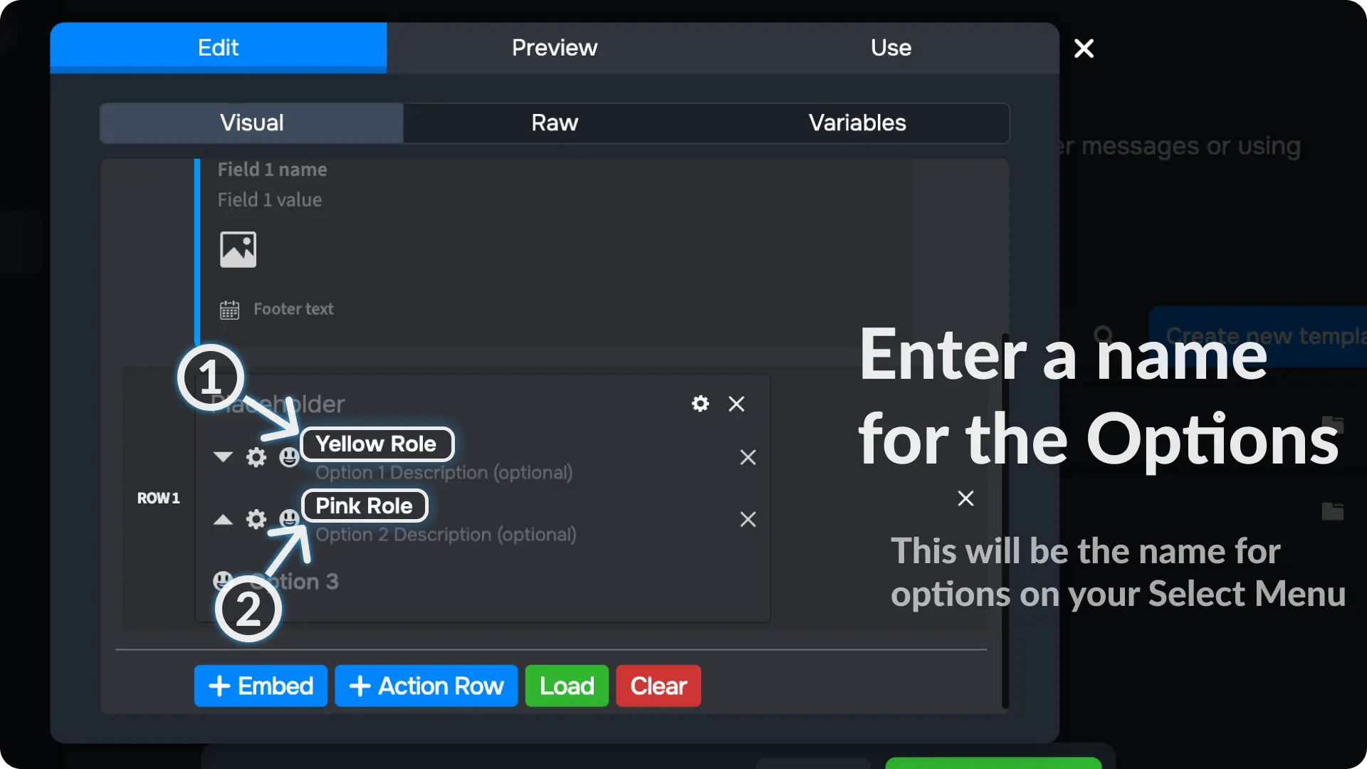 Sapphire Messages via select menu Create another message template