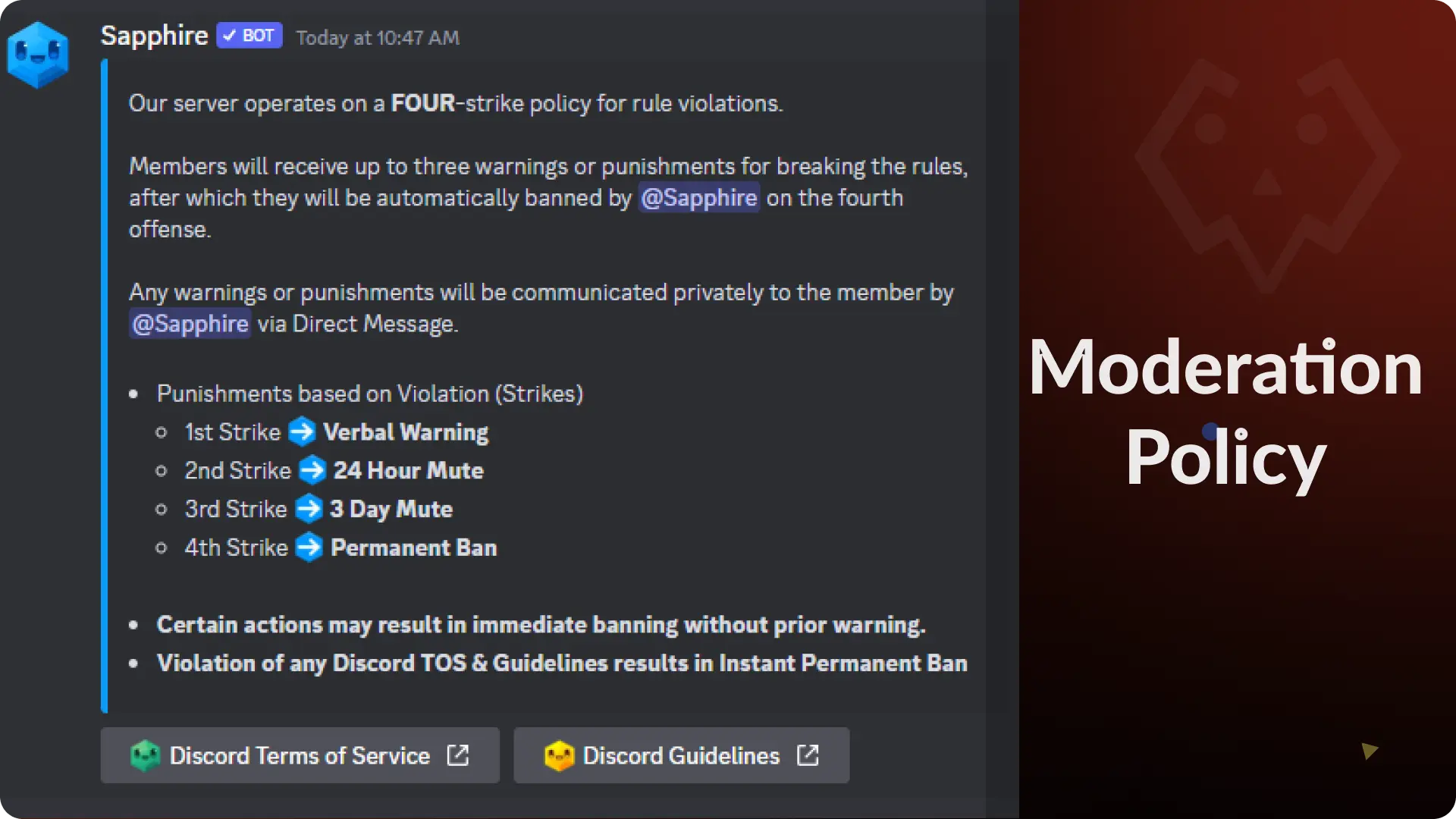 Moderation Policy Message