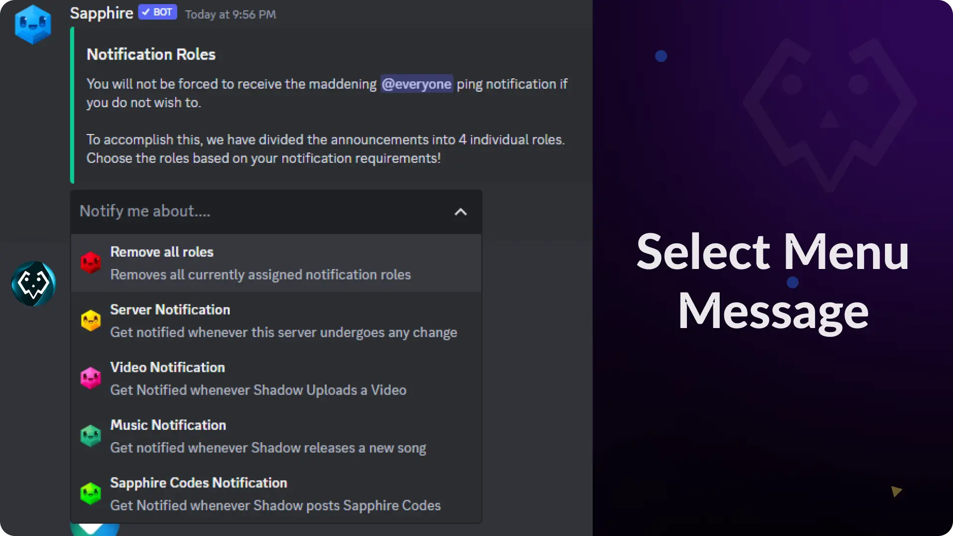 Select Menu with Message